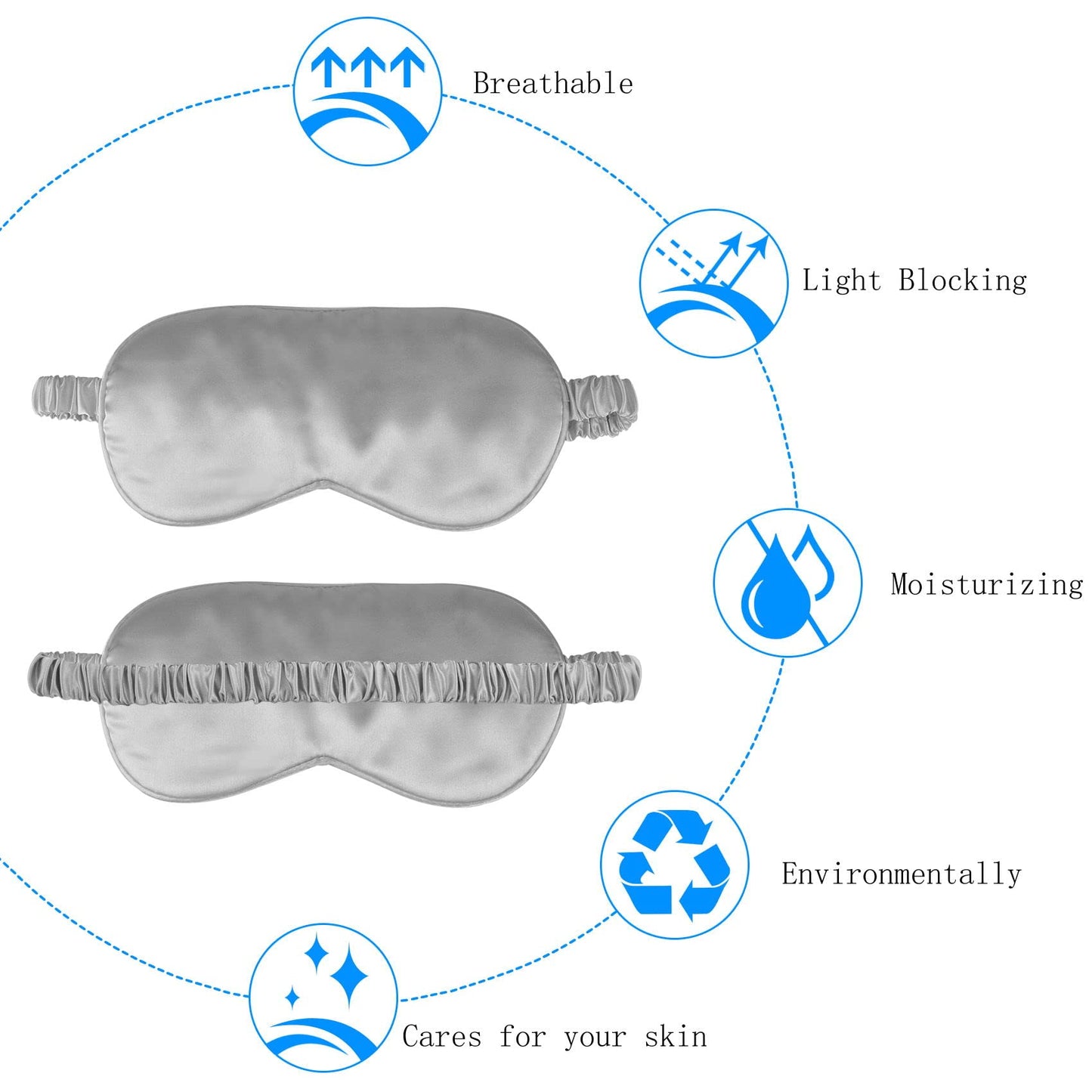 1 Pack Sleep Mask, Silk Eye Mask with Elastic Strap, Blindfold, Soft Silk Sleeping Mask for Girls, Women, Men (Black)