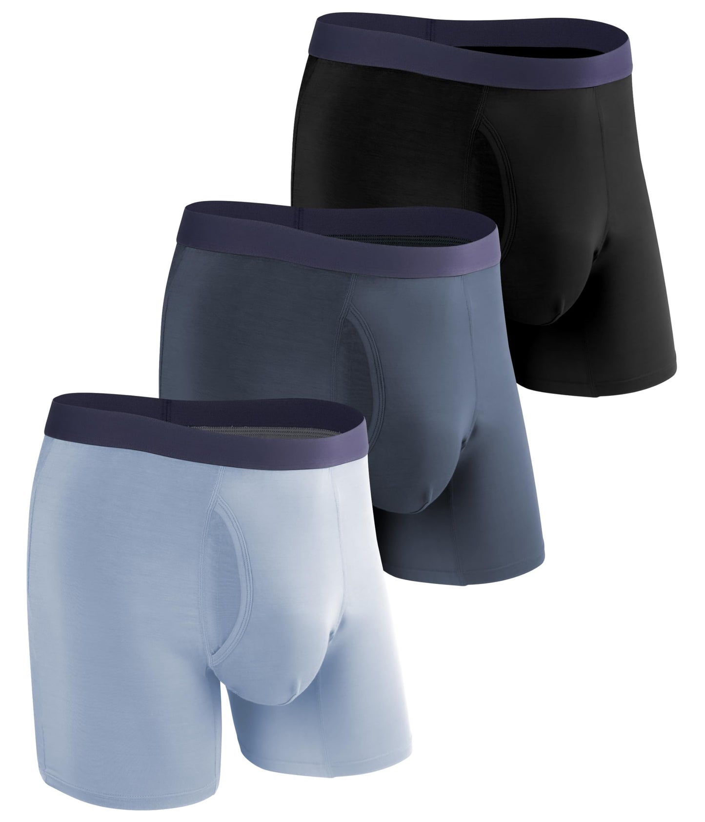 SUNCHIRI Incontinence Underwear for Men, Long Leg Soft Leakproof Washable Reusable Light Absorbency Boxer Briefs 3 Pack (Multicolor01, Large)