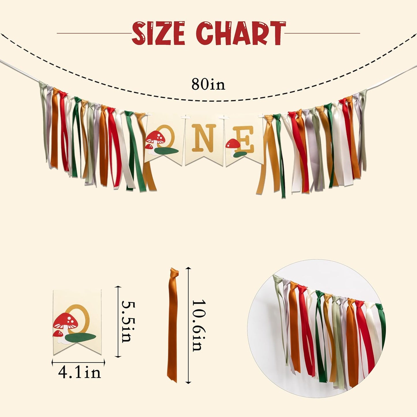 Mushroom Highchair Banner - Sweet One Birthday Party Decorations,Mushroom 1st Birthday Banner for Boys And Girls,Mushroom Theme Party Supplies,Cake Smash Photo Props