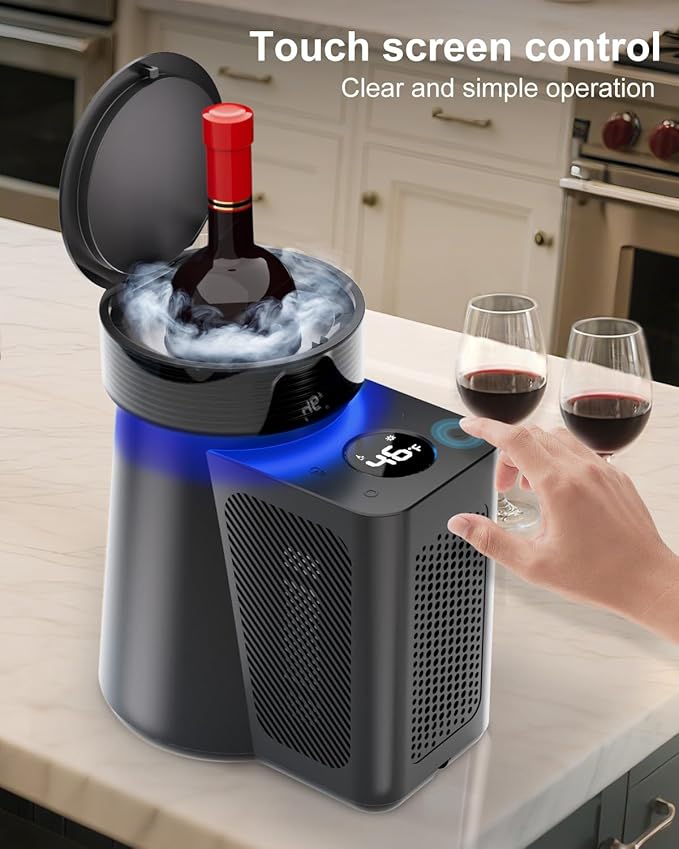 Newise Wine Chiller & Temperature Keeper for Standard 750ml Bottles, Electric Chiller Maintains Perfect Temp, Low-Noise, Christmas Gift Set for Wine Lovers