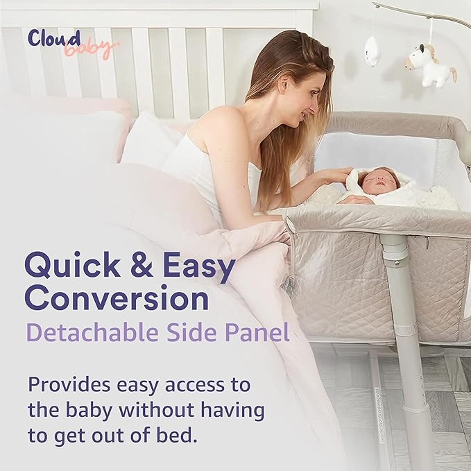 Cloud Baby Bedside Bassinet, Bed Crib for Infant and Newborn, Portable Sleeper for Co-Sleeping, Includes Hanging Figurine and Music - for Girls and Boys, Unisex