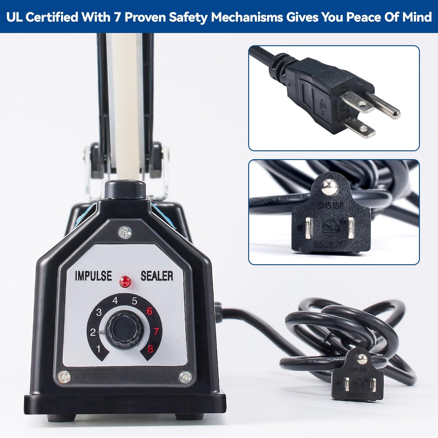 LinsnField Sealer Pro, Patented 16inch Impulse Heat Bag Sealer, 5mm Sealing Width Poly Bag Seal Machine, 2 Replacement Kits 1 Extra Fuse Included, Black