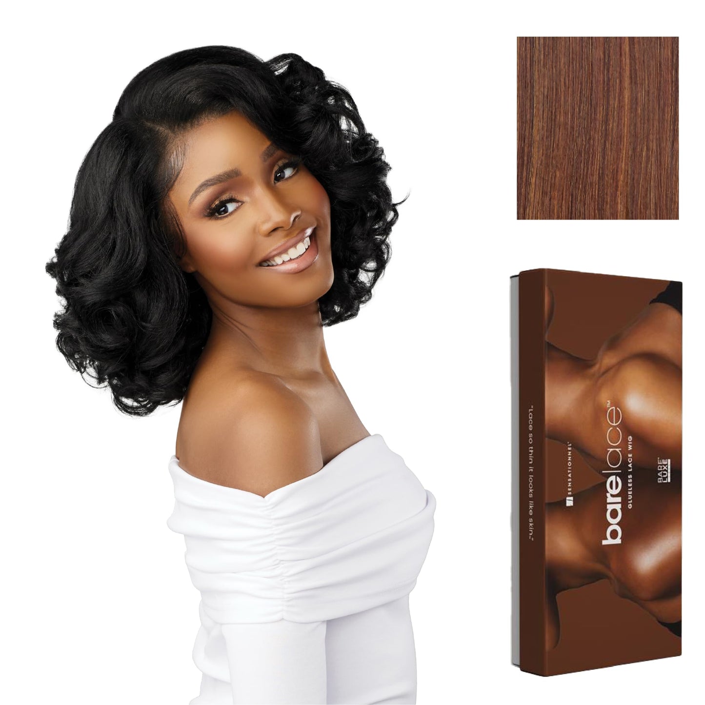 Sensationnel Bare Lace 13X6 Wigs - Unit 19 Lacefrontal Glueless Synthetic 180 Degree Preplucked Hairline (FLAMBOYAGECHOCOLATE)