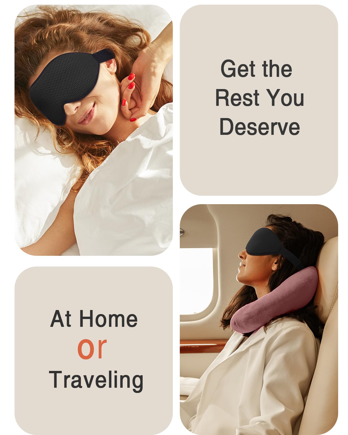 MABAO 2 Packs Sleep Mask for Side Sleeper, Eye Mask for Sleeping Women Men, 3D Contoured Cup No Eye Pressure 100% Light Blocking Sleeping Mask with Adjustable Strap Night Blindfold, Nap, Black & Pink