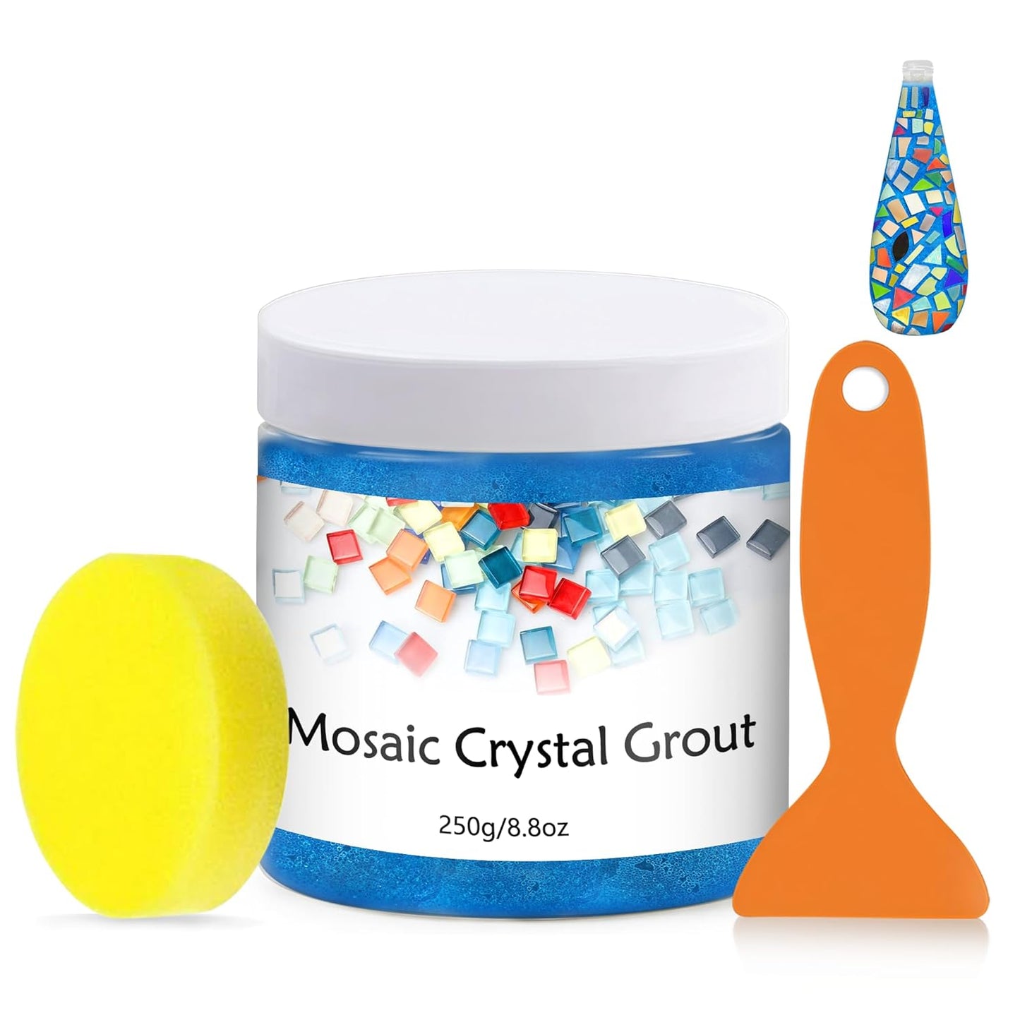 Mosaic Crystal Grout, Mosaics Tile Tools, Mosaic Tile Accessories – Essential for Handmade Grouting and Perfect for DIY Craft Projects (Blue, 8.8oz)