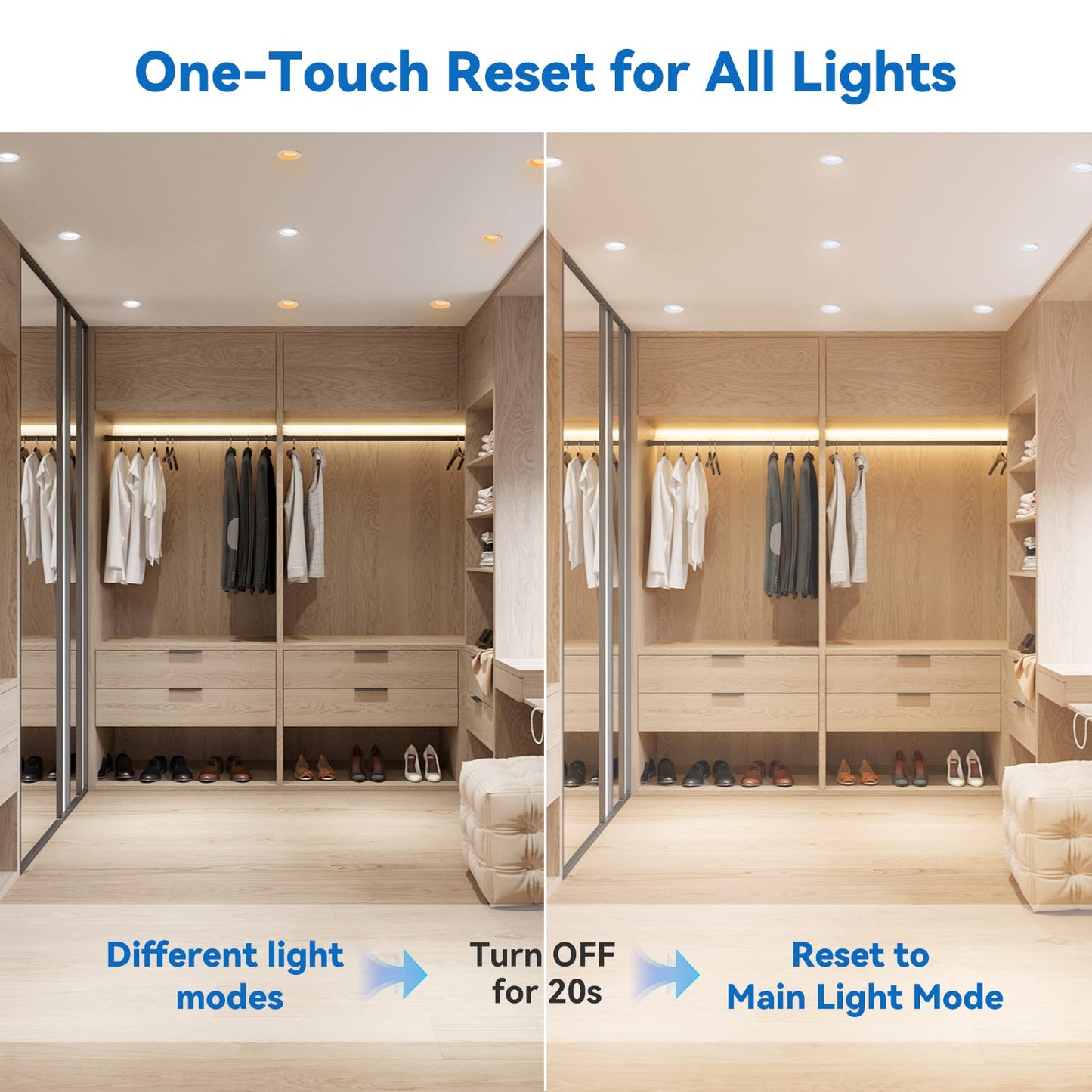 Cycevsun 3 Inch Recessed Led Lights  Switchable Night Light & Main Light  5 Color Temperatures 2700K-5000K  Dimmable Canless Downlight For Cozy Home Lighting  6W/2W  Etl  6 Pack
