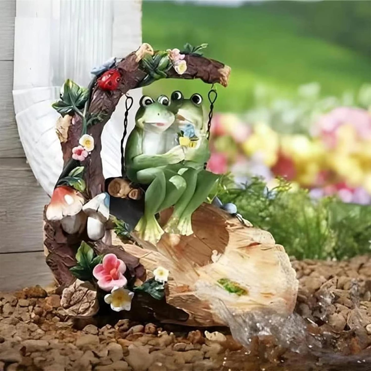 Frogs On The Swing Gutter Guardian Rain Downspout, Animals Outdoor Statue Gutter Downspout Extension Garden Decoration, Downspout Extender Diverter Splash Block for Courtyard and Patio