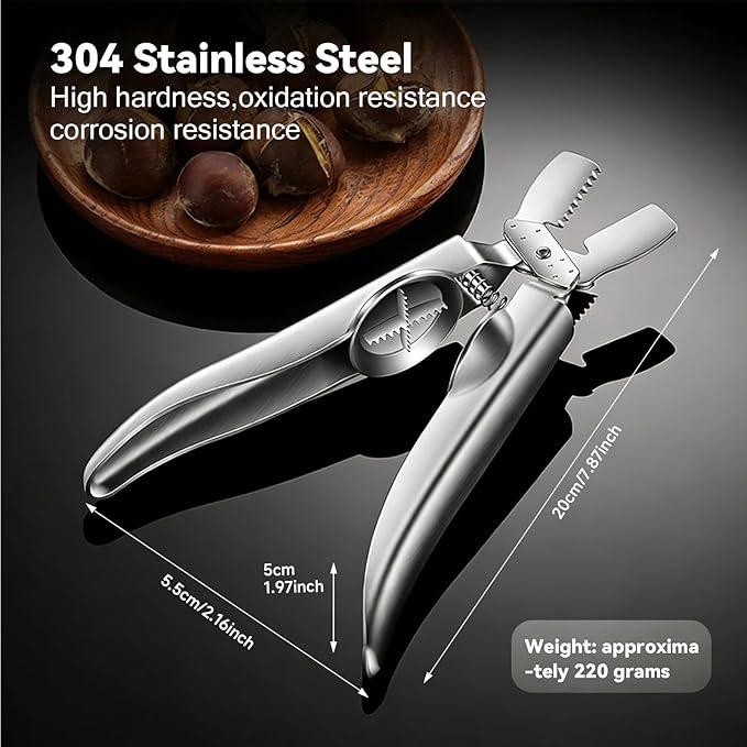 FIRE HIVE Metal Nutcracker, 304 Stainless Steel Chestnut Cutting Tool, Multi functional Dried Fruit Bottle Opener Suitable for Kitchen