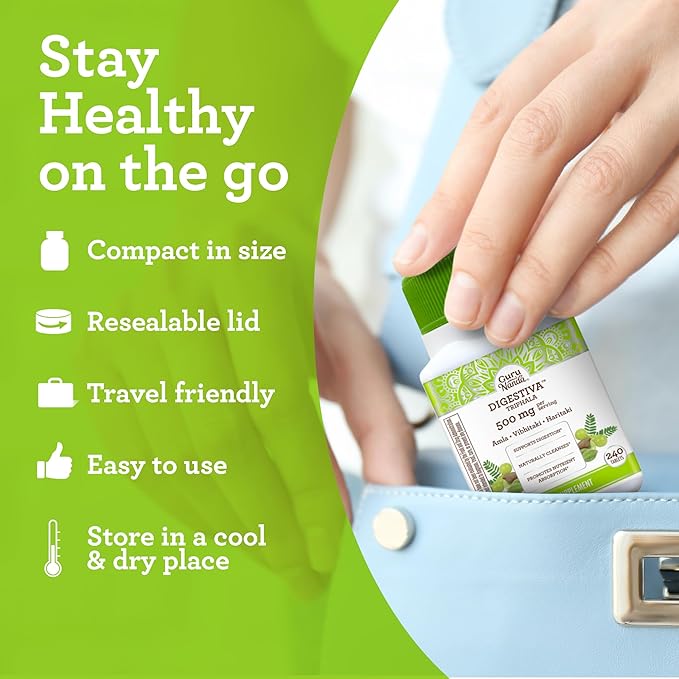 GuruNanda Digestiva Triphala (240 Tablets) & Vitamin E Oil (2 Fl Oz) - Supports Digestion, Helps with Bloating & Constipation, Dietary Supplement with Amla, Haritaki & Bibhitaki