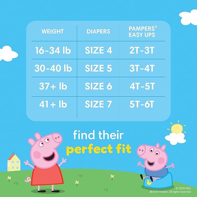 Pampers Training Pants - Easy Ups Girls & Boys - Size 5T-6T, 80 Count, Peppa Pig Potty Underwear (Packaging May Vary)