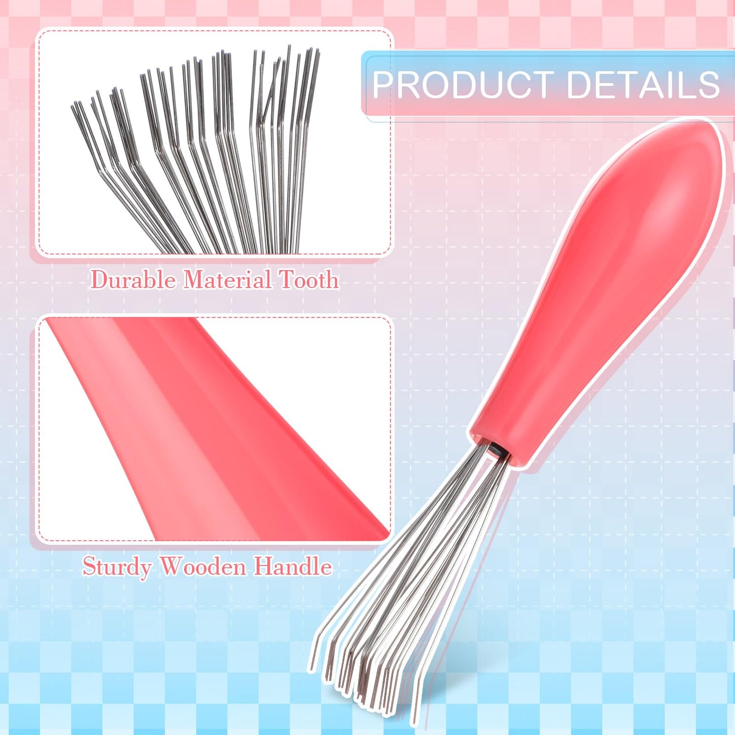 Boao 2 Pieces Hair Brush Cleaning Tool Comb Set 2-in-1 Mini Hair Brush Dirt Remover with Metal Wire Rake for Removing Dust Home