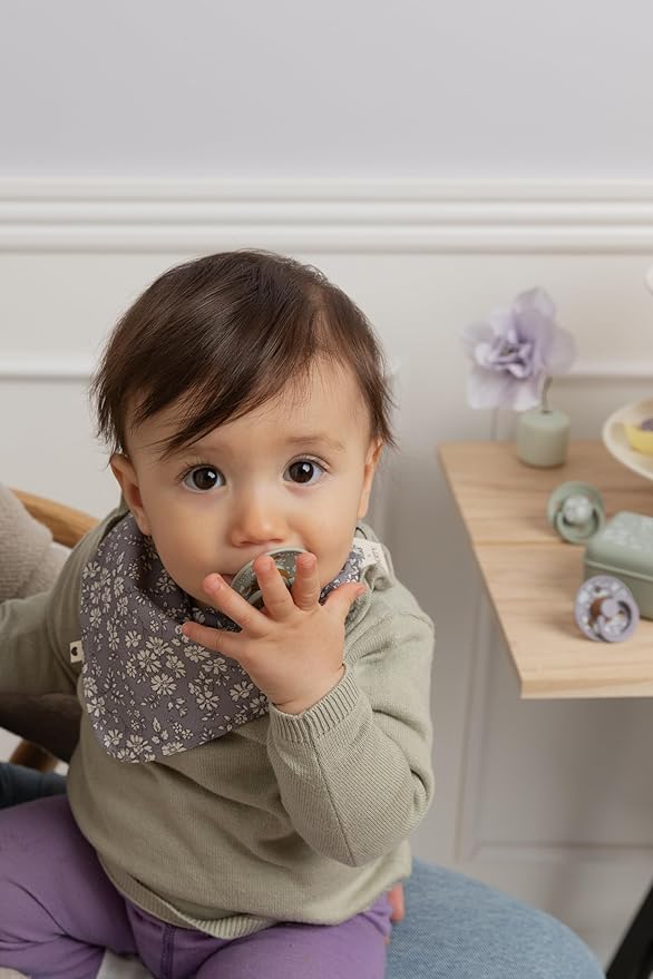 BIBS Colour Liberty Soother 2-Pack, BPA Free Dummy Pacifier, Round Nipple. Natural Rubber Latex, Made in Denmark, Size 2 (6-18 Months), Eloise Sage