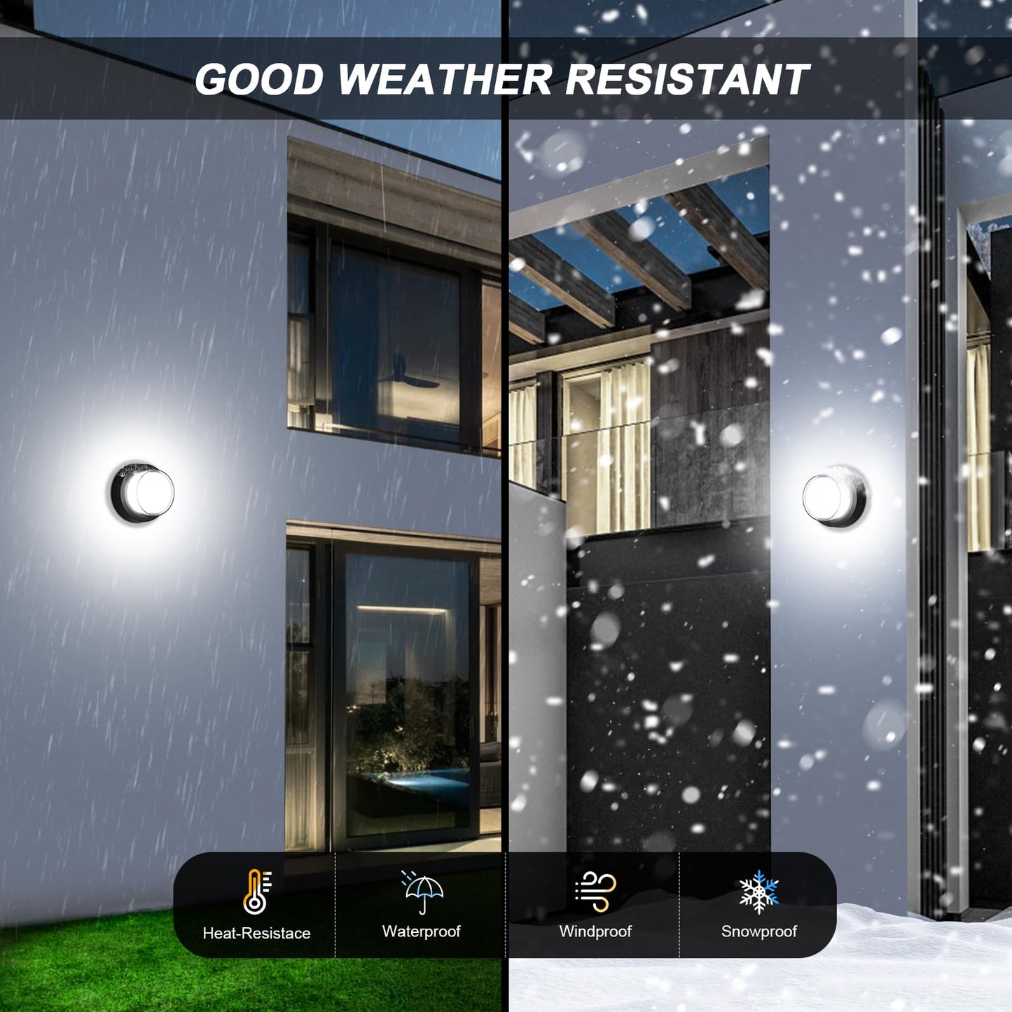 Tomourd Outdoor Led Flood Lights  Waterproof Modern Exterior Wall Light  12W Anti Rust Outside Porch Lighting With 6000K Daylight Small Circle Wall Mount Fixtures For House Backdoor Yard Entryway