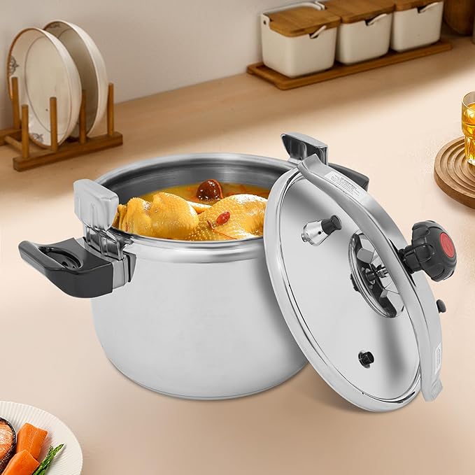 27.5QT Stainless Steel Pressure Cooker, 60Kpa Large Steamer Cooking Pressure Canner, Safety Valves, Compatible with Induction and Gas Stovetops for Family or Commercial