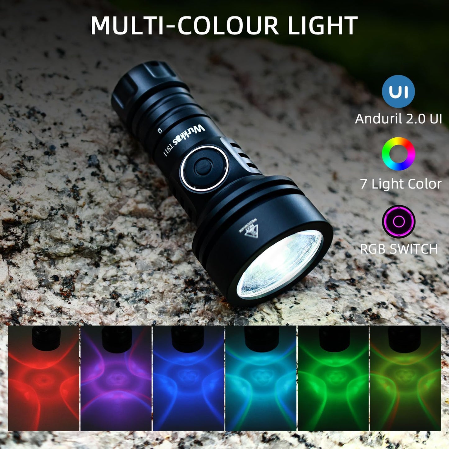 Wurkkos TS11 EDC Flashlight, Rechargeable LED, 616M Beam, Compact, Aluminum, Small, Black New