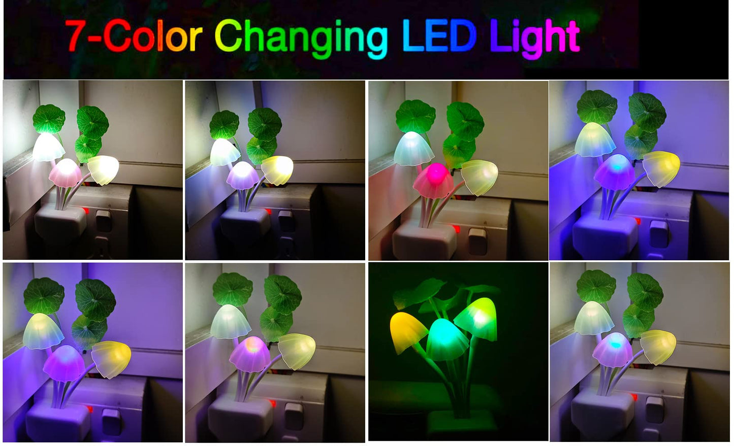AUSAYE LED Night Light, Lotus Leaf Style, Silicone Plastic, 6 Pack, Model NL-7394