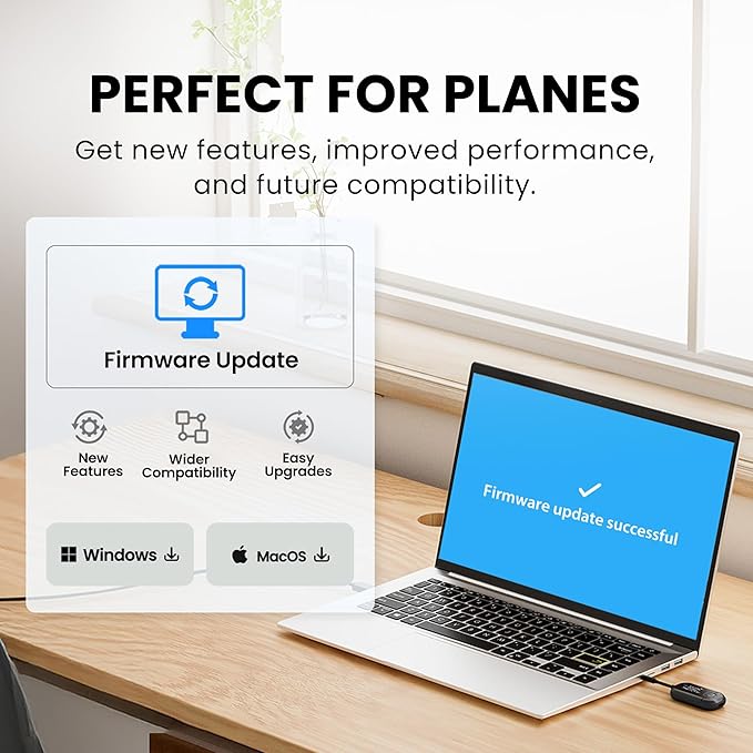Avantree Voyager – OLED Display & Latest Auracast Bluetooth 5.4 Adapter for Airplane, Qualcomm Chip & aptX Adaptive, Wireless Audio Transmitter for Headphones, AirPods, Travel & Flight