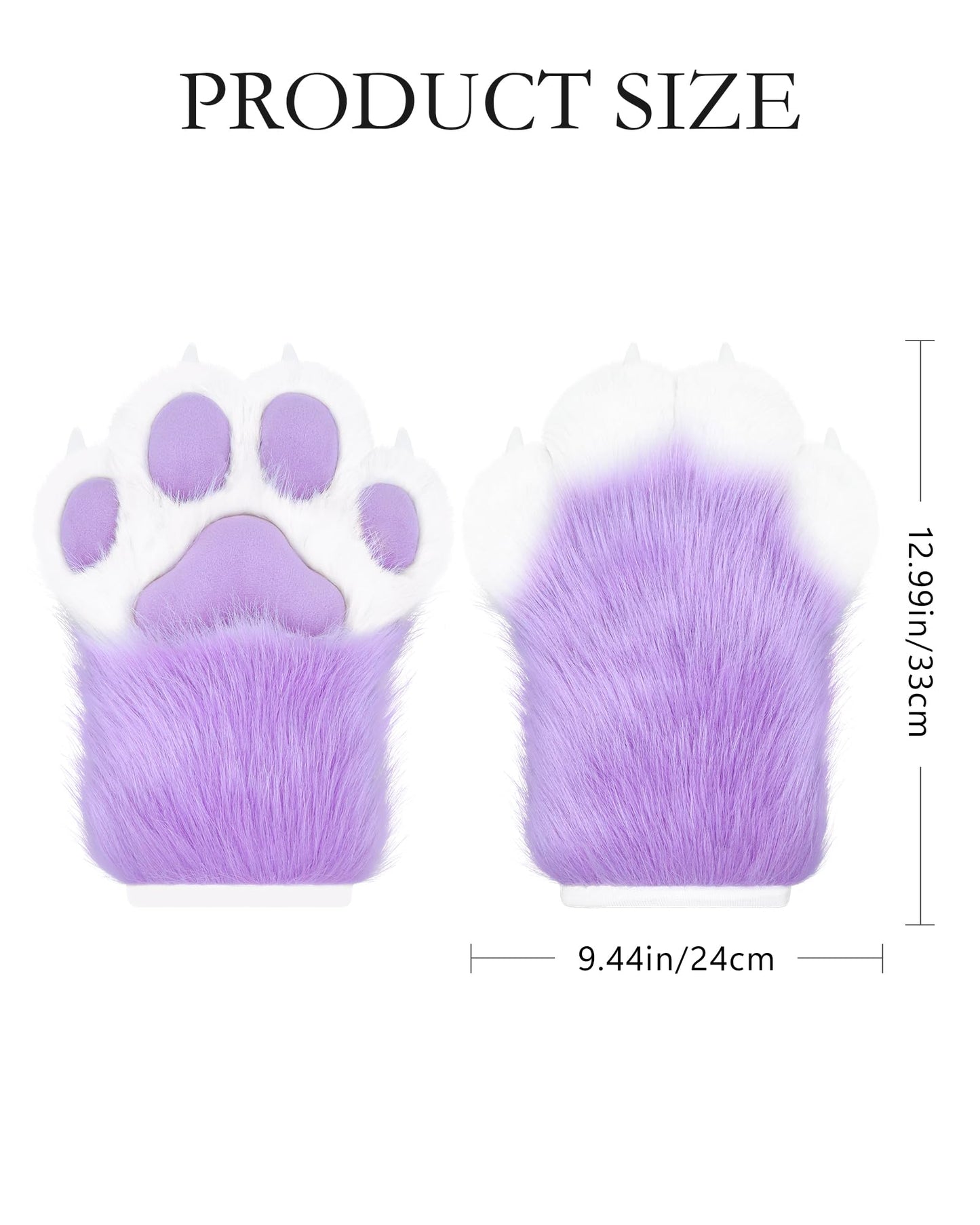 ZFKJERS Cosplay Animal Extended Fluffy Plastic Claws for Cat Fursuit Paws Gloves Adults Costume Accessories Set (Purple)