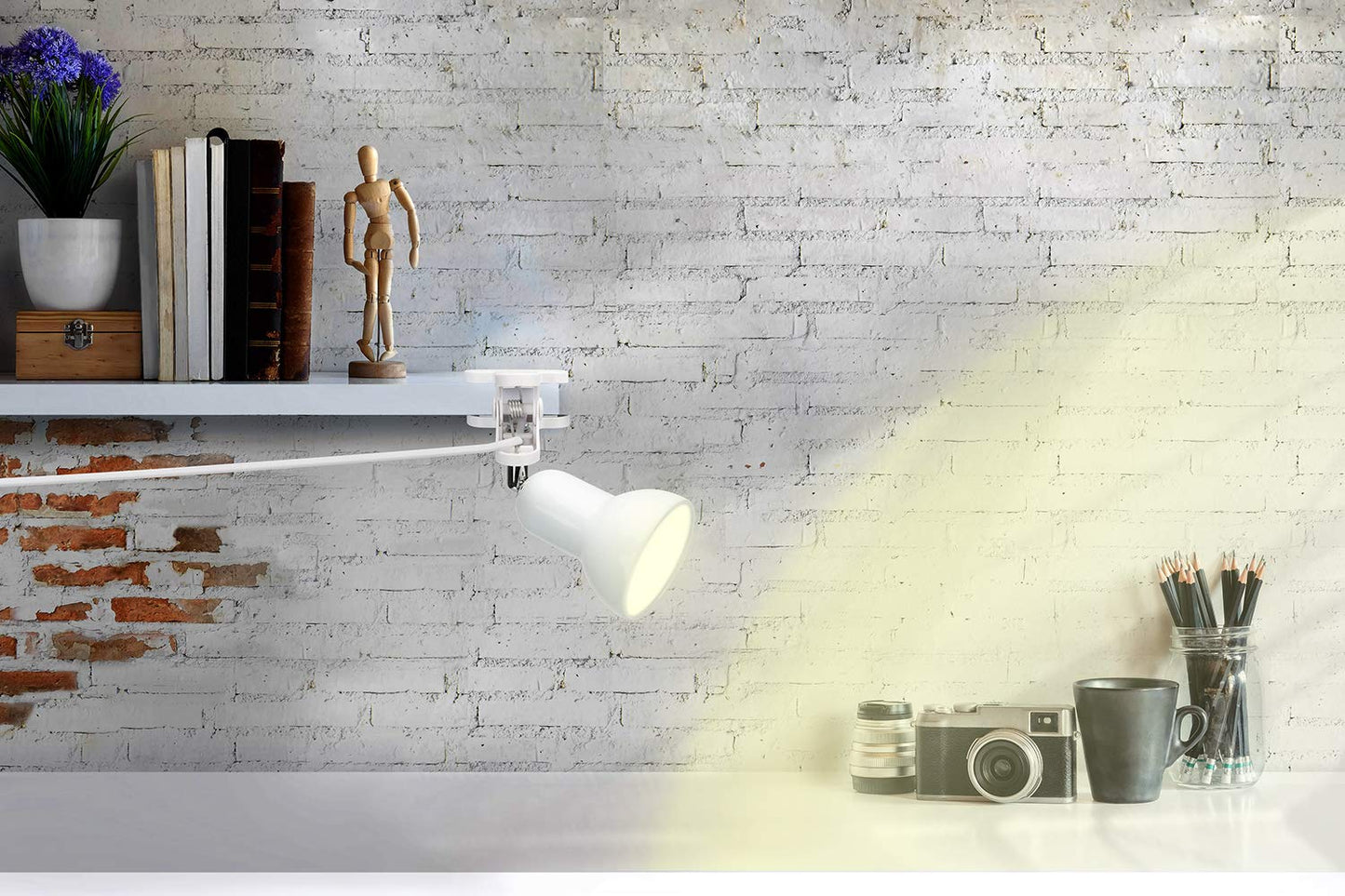 Sun-Rising Clip on Lamp - 360° Rotation, Portable Book Reading Light, 4.53inx4.53inx3.5in, Metal, Red, Model SUN-88