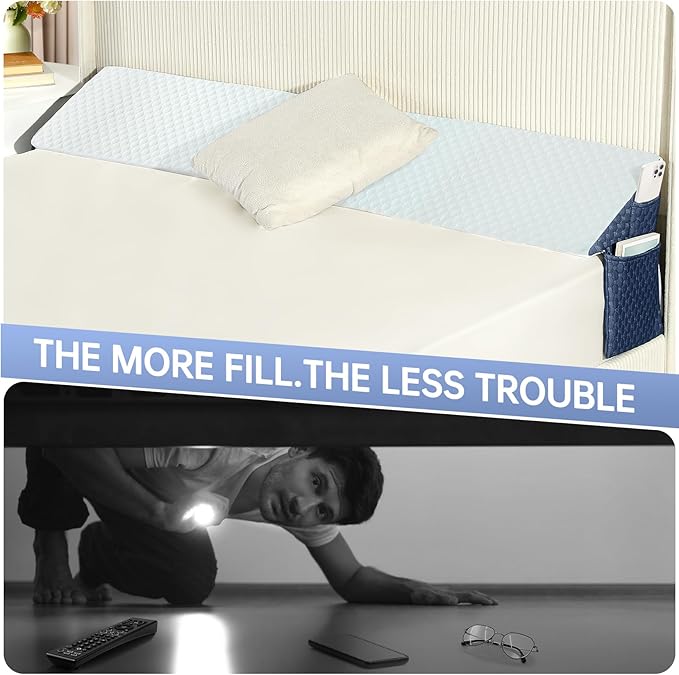Queen Bed Wedge Pillow for Headboard 60"x 10"x 6" Plus/Mattress Gap Filler Close The Gap (0-6")/Foam Triangle Bloster Wedge Pillow headboard for Headboard Gap Between Mattress and Headboard