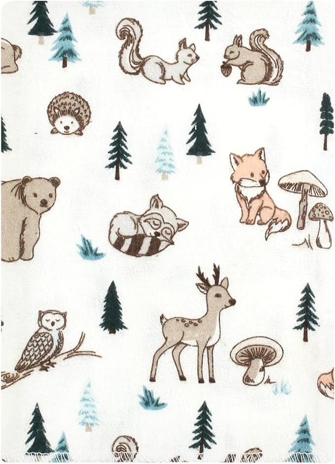 Luvable Friends Hudson Baby Flannel Burp Cloths 12pk, Forest Critters