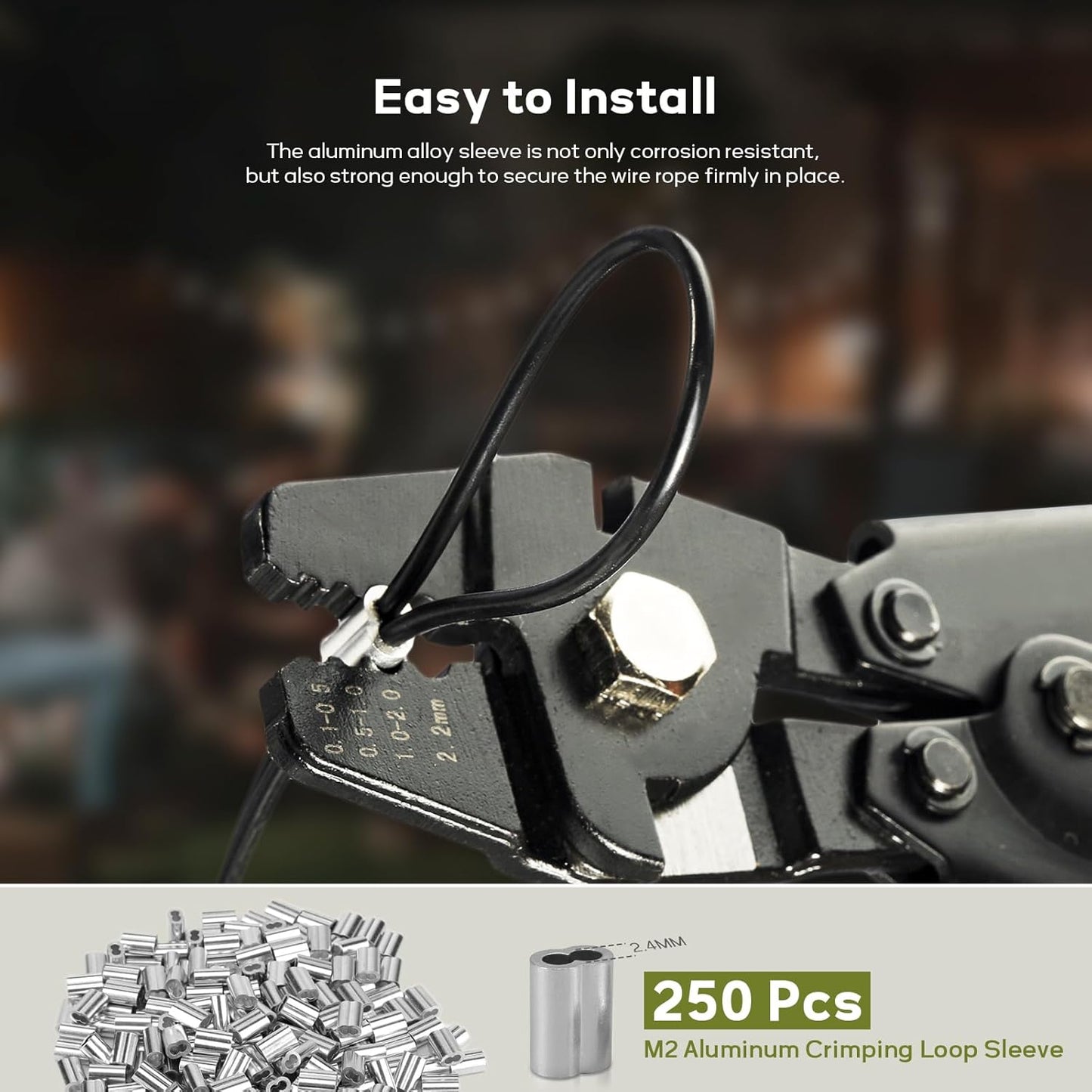 Vinyl Coated Wire Rope 1/16 Inch Overmolded to 3/32 Inch, 800FT 304 Stainless Steel Cable with 250 Pcs Crimping Sleeves for String Light Hanging Kit, Clotheslines and Trellis Wire
