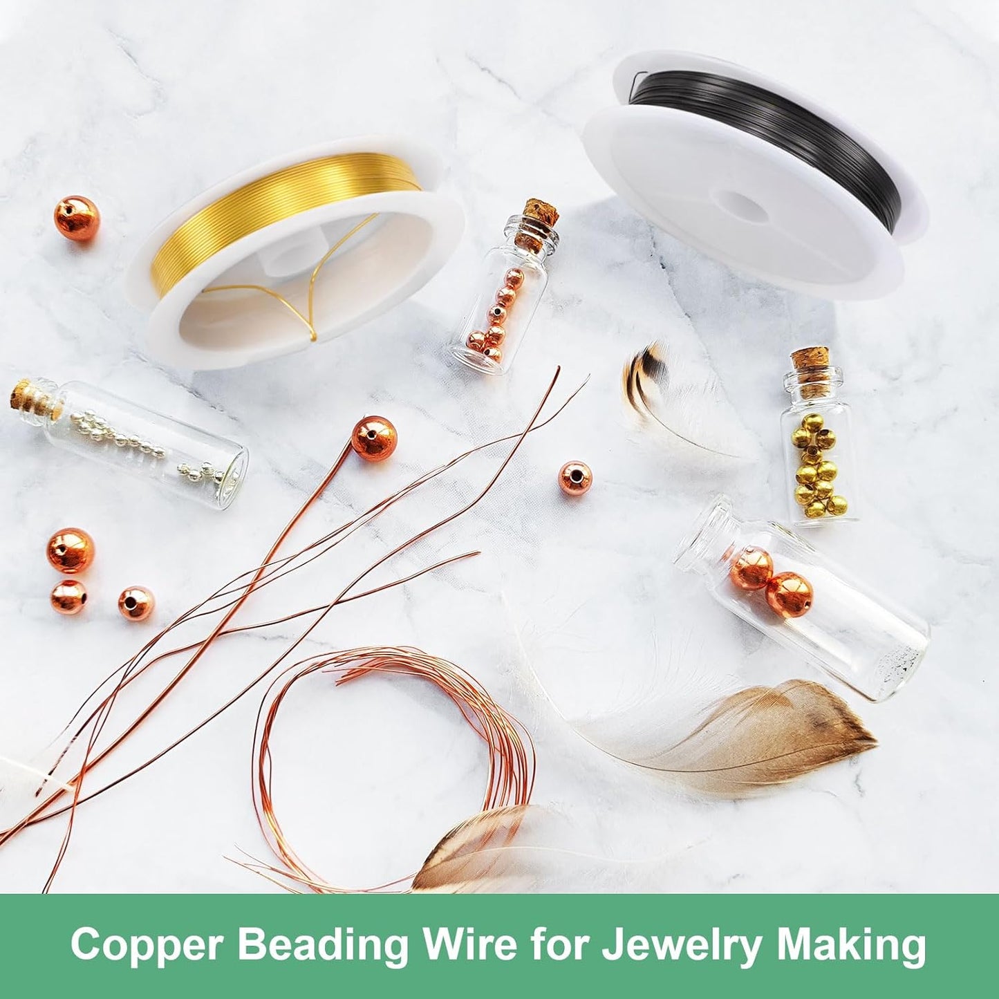 0.8 mm/20 Gauge Copper Wire for Jewelry Making, 7.5FT Copper Beading Craft Wire for Jewelry/Weaving/DIY Crafting/Planting, Color-Retaining [2.3 M, Gold Tone]