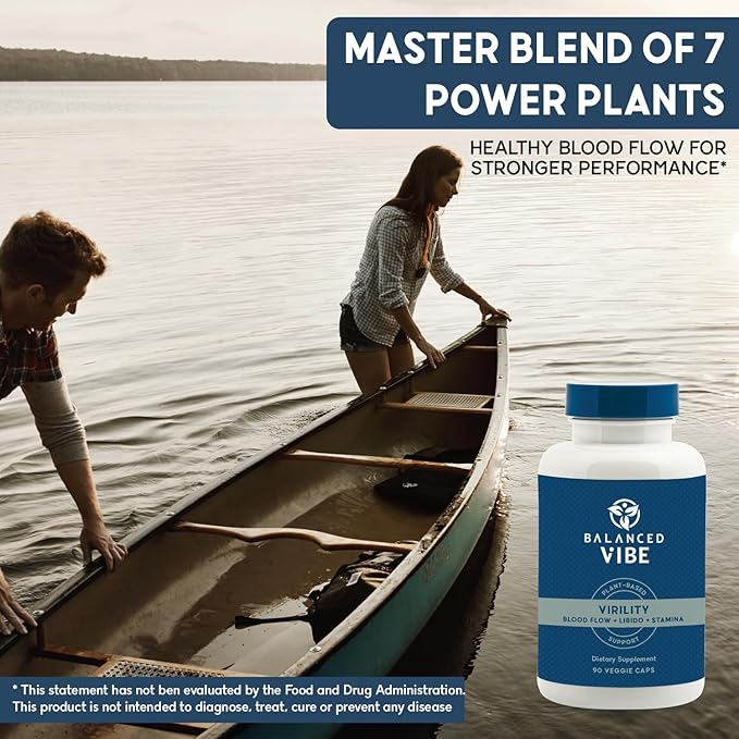 Balanced Vibe Virility | 8-in-1 Premium Libido Booster for Men | Male Performance Enhancement Supplement with Tongkat Ali, Horny Goat Weed, Tribulus | Enhances Stamina, Vitality, Men's Health (90ct)