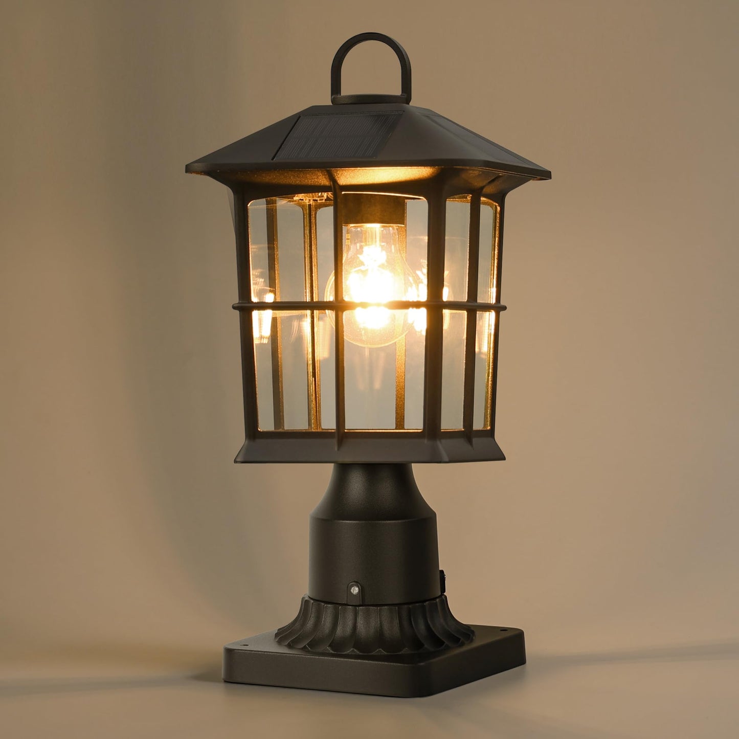 LUTEC Solar Lamp Post Light, Dusk to Dawn, Waterproof Aluminum, Black