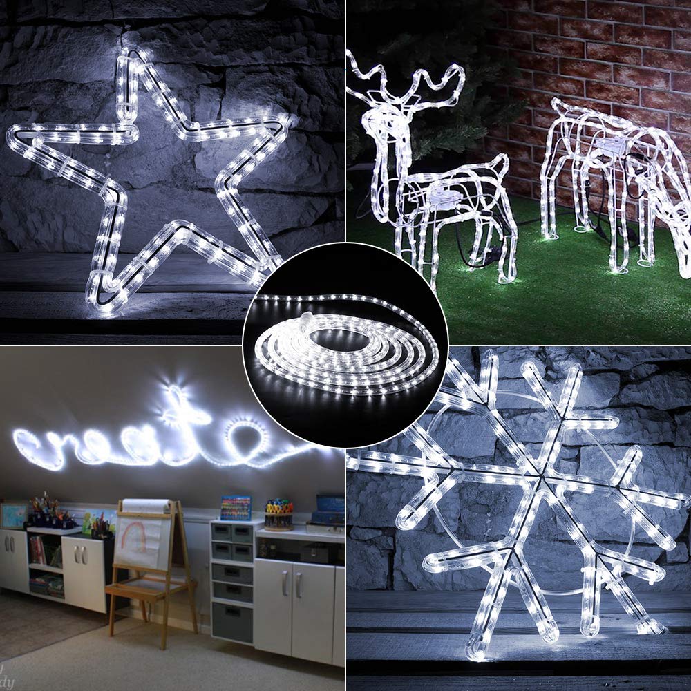 Brizled 51Ft Cool White Led Rope Lights, Waterproof Indoor Outdoor Tube Lights For Holiday Decor
