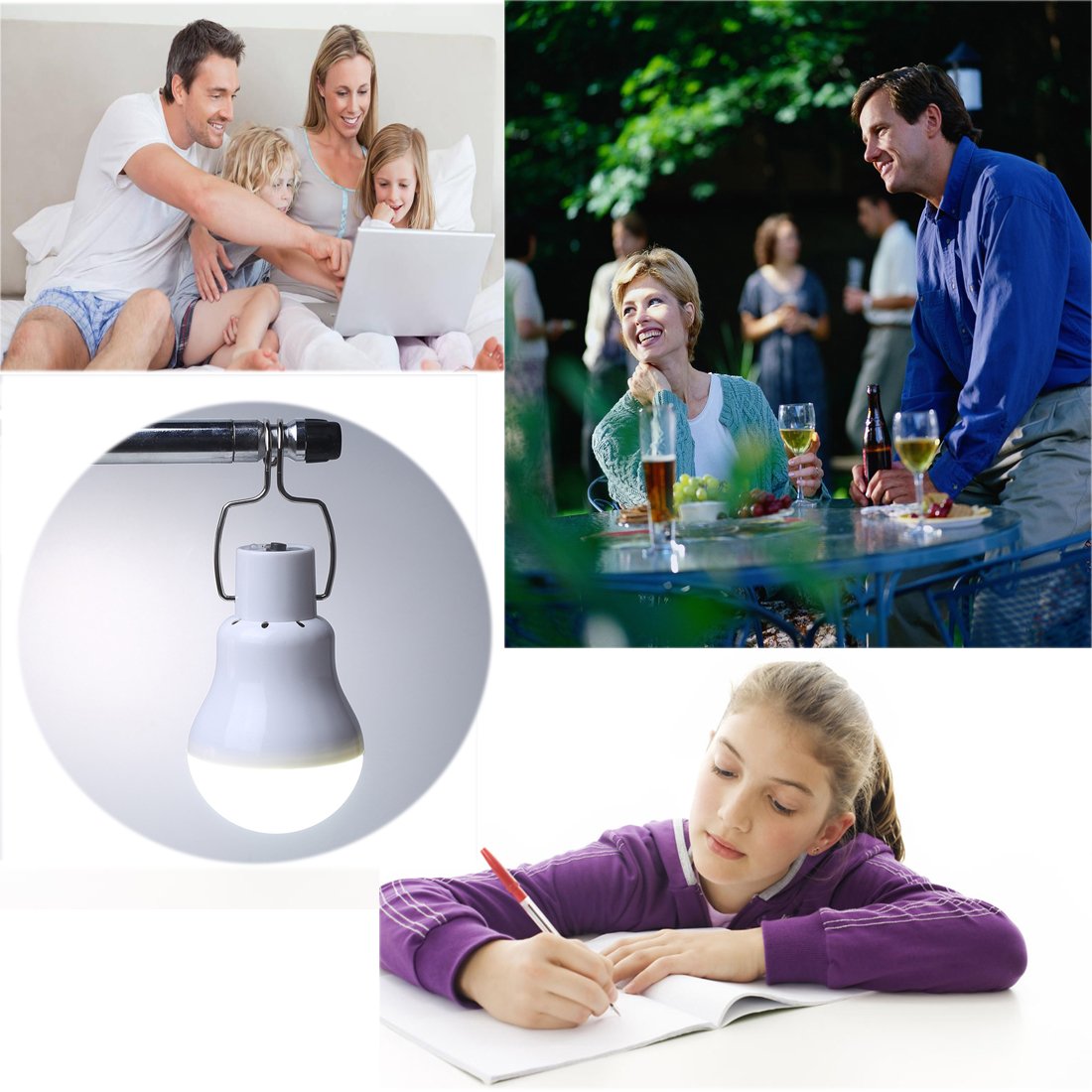 ABZXT Solar Powered LED Bulb Lights with Remote Control, 350LM, Pack of 2, Plastic, Model SPBR121