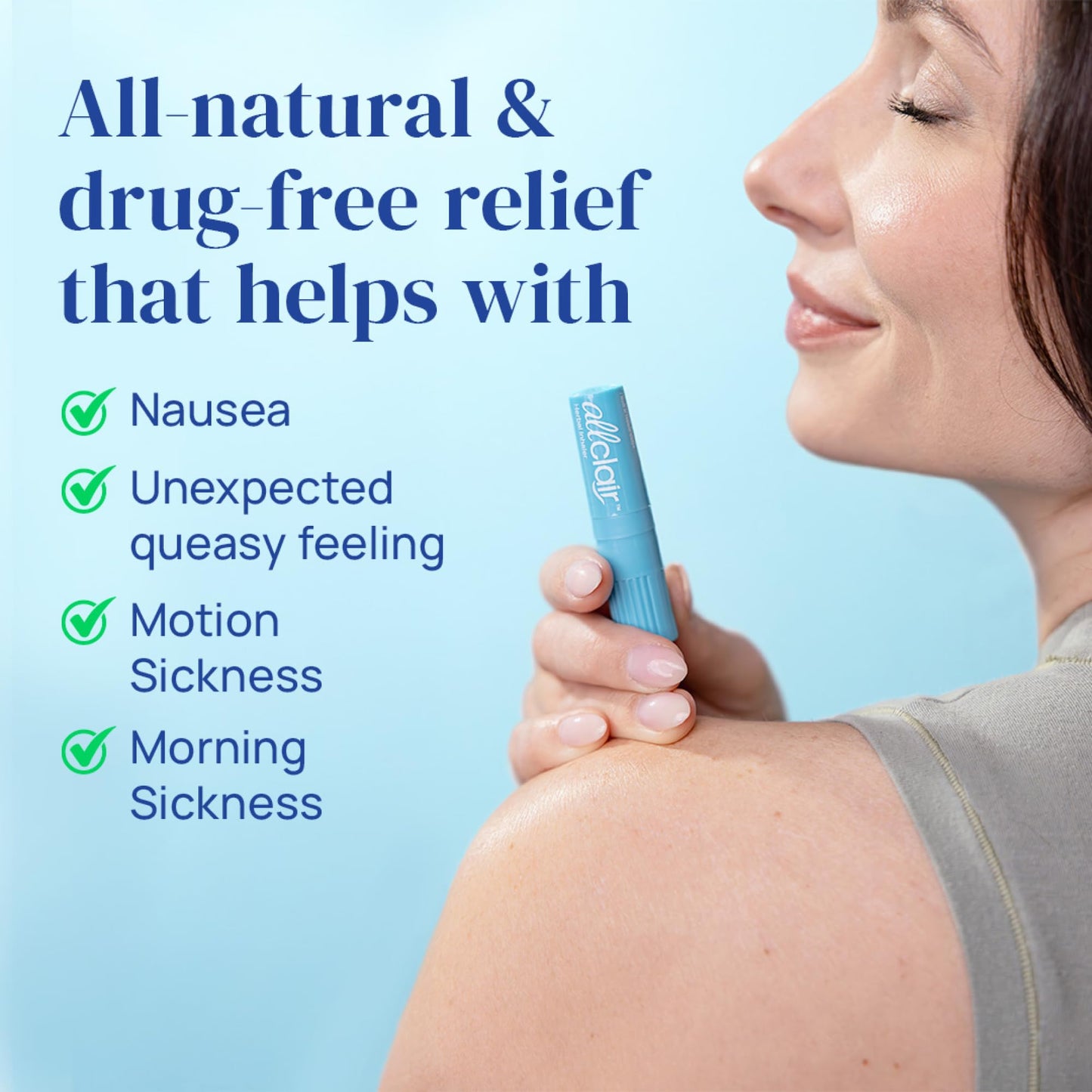 Allclair Nausea Relief Inhaler - Take Control of Motion Sickness, Morning Sickness, Medication, Stress - Fast, Natural, Drug-Free, Non-Drowsy & Portable Travel Essential (4 Inhalers)