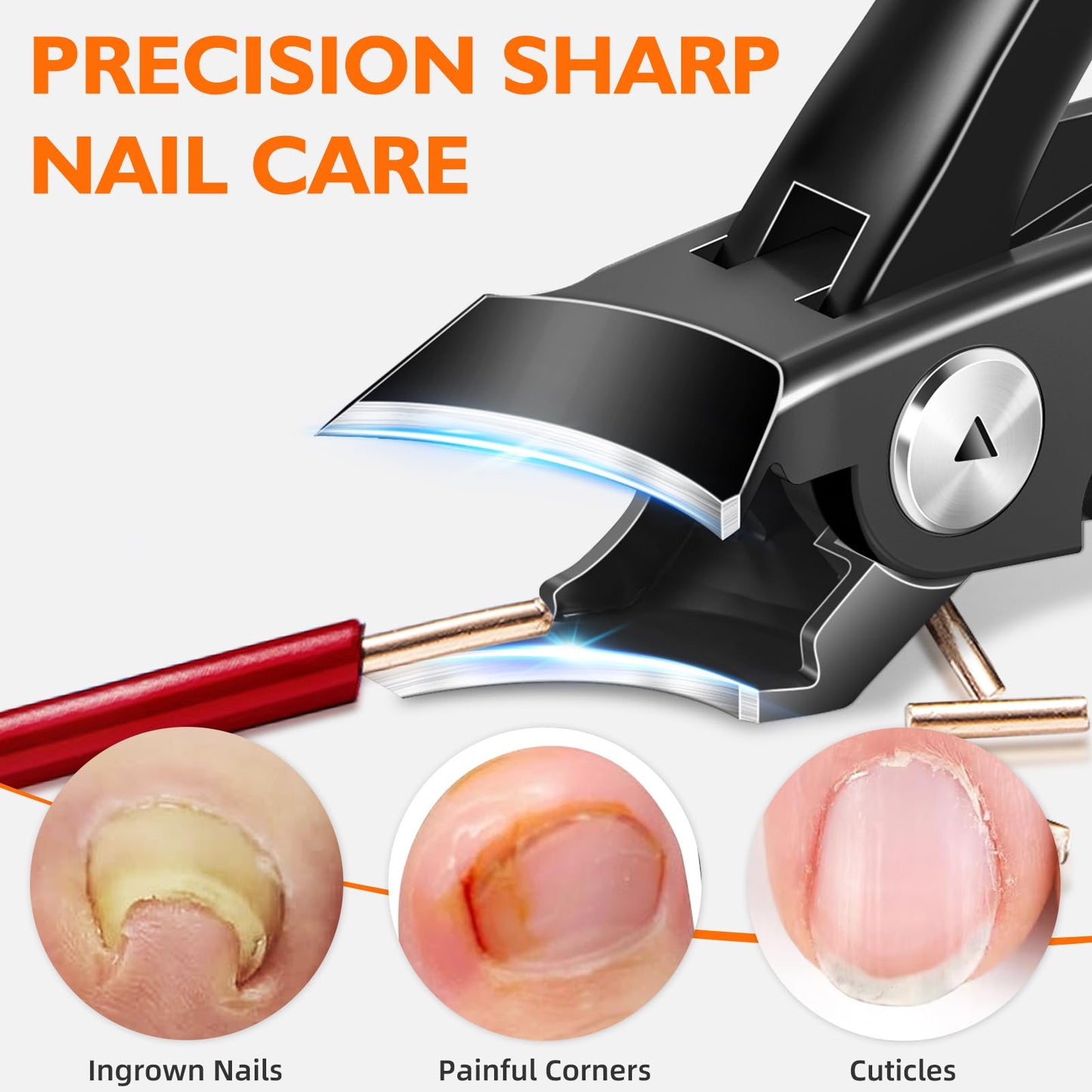 Slanted Nail Clippers for Men Thick Ingrown Nails, Large Toenail Clippers for Seniors with Wide Jaw Opening, Heavy Duty Long Han