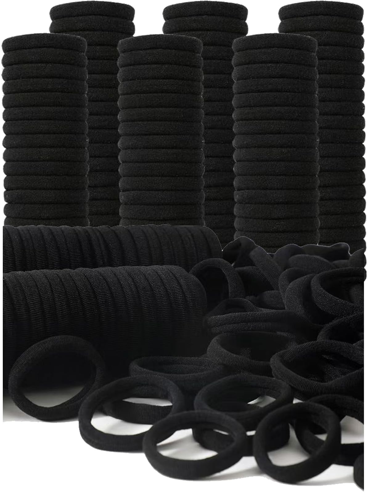 200PCS Black Hair Ties for Women & Girls Men Kids Toddler - Seamless, Thick, No Damage Elastic Hair Bands for Ponytails, Workout
