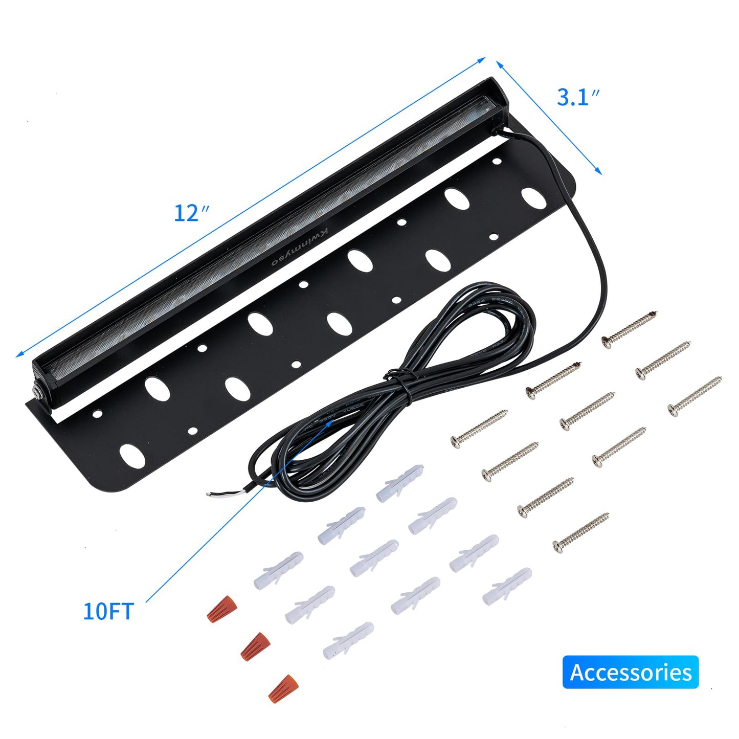 Kwinmyso 8-Packs 5W 12Inch Led Hardscape Paver Lighting 12V Ac/Dc Low Voltage Retaining Wall Lights Landscape Lighting 5000K Daylight White Outdoor Step Light 50 000 Hours Lifespan-Black