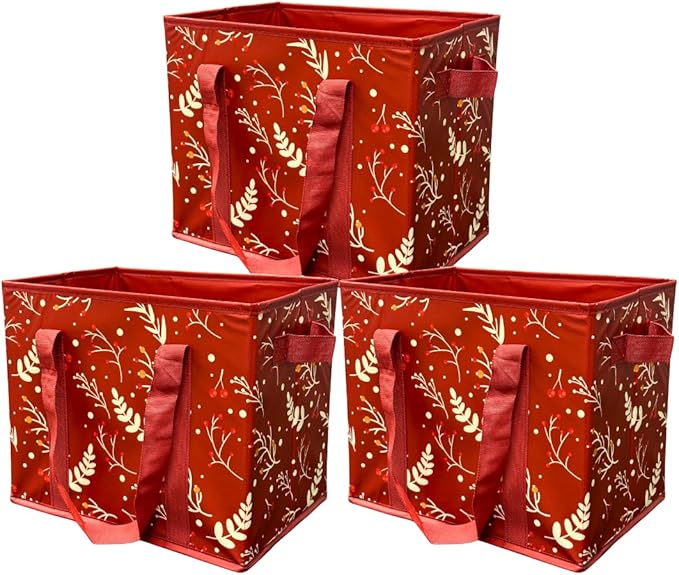 DURASACK Grocery Tote 3-Pack All-Purpose Collapsible Totes with Handles Kitchen Reusable Grocery Bags