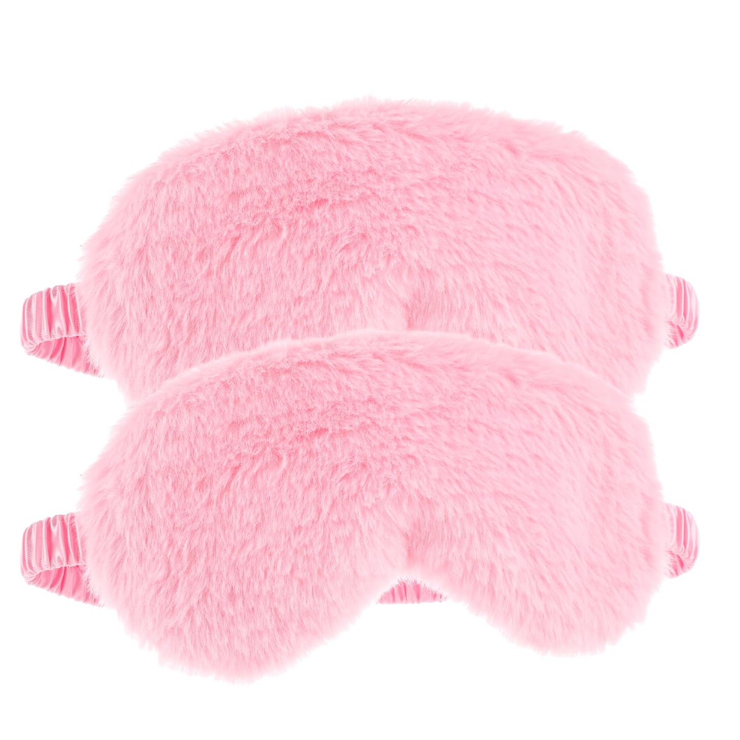 2 Pcs Plush Eye Mask Soft Sleeping Blindfold Eye Cover Comfortable Furry Faux Fur Sleeping Mask Satin Nap Night Eyeshade Cover for Women Men Gift (Pink)