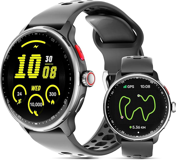 Smart Watch Built-in GPS, Pressure, Altitude, Compass, Smartwatch for Men Fitness Tracker with 1.43" AMOLED Screen Bluetoo...