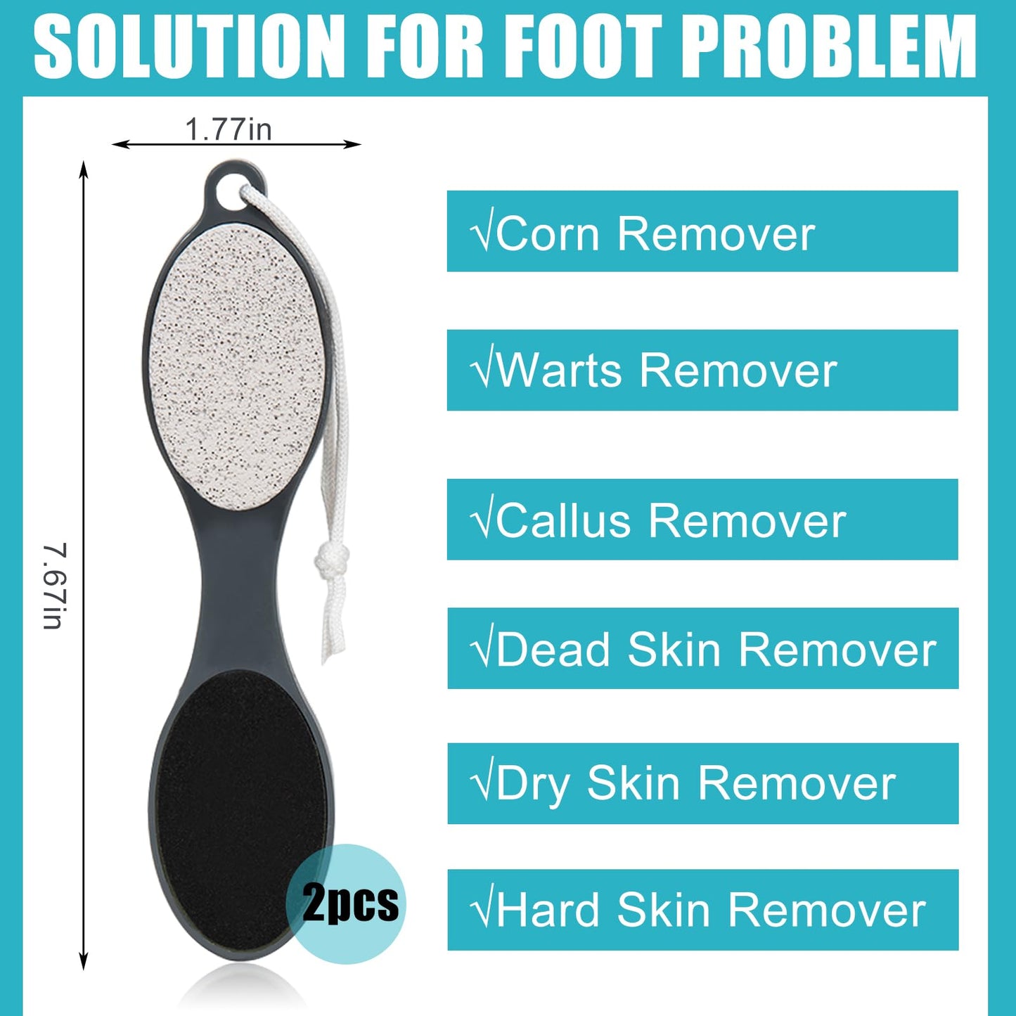 Yclin Foot File Callus Remover-3 Pcs 4 in 1 Foot Scrubber Dead Skin Remover for Feet,Pumice Stone, Foot Rasp and Sand Paper for