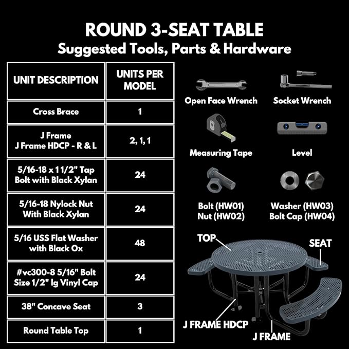Heavy-Duty Portable Outdoor Picnic Table with Umbrella Hole, Expanded Metal Patio Dining Furniture Made in America (46" Round Top, Green)