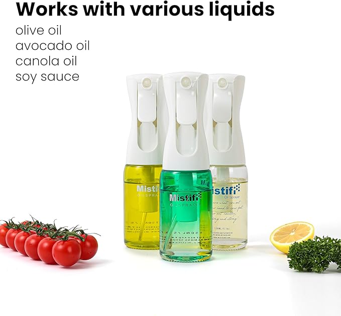 Mistifi Glass Oil Sprayer/Mister 5.1 fl oz (150ml), For Cooking Oil, Olive Oil, Soy Sauce, Vinegar, Non-Aerosol Refillable Dispenser, Spray Bottle (FS635 NiceSunset)