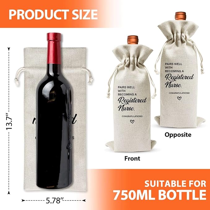 Registered Nurse Wine Bag For Her Him Women Men Nurse Gift, Nursing School Gift, Gift For Registered Nurse, Rn Graduation, Nurse Week Gift, Reusable Wine Bags With Drawstring