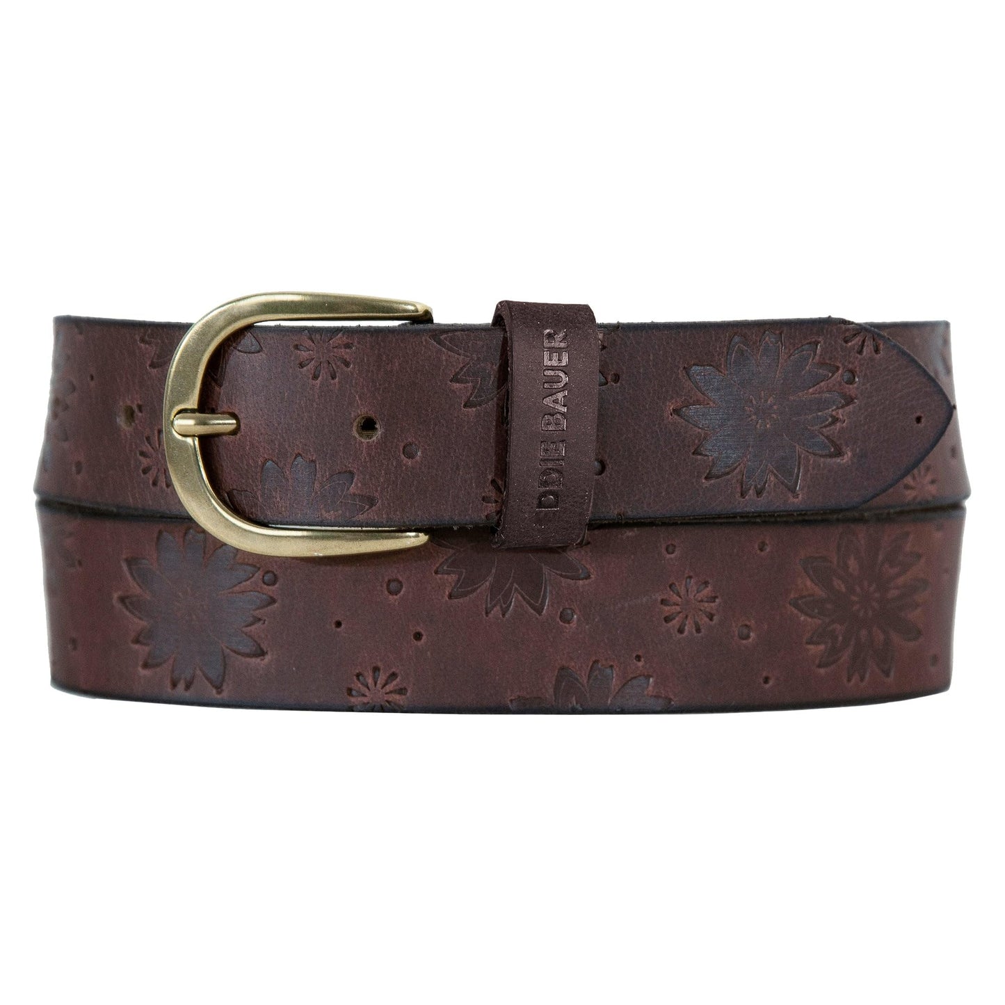 Eddie Bauer Women's Casual Leather Belts with Durable Metal Buckle, Floral Tooled - Brown, Small