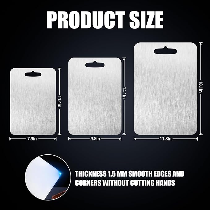 Titanium Cutting Board - 2025 New Upgrade 100% Pure Titanium Cutting Boards for Kitchen Double Sided Titanware Cutting Board,Hygiene Durable Dishwasher Safe Chopping Board(16x10)