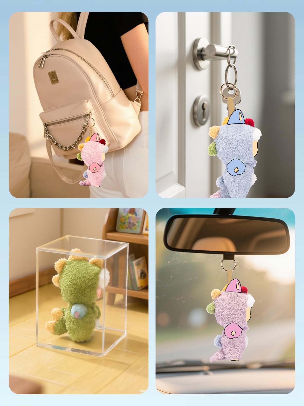 17cm (6.7inch) Doll Clothes, Outfits for Clothes Set, Dino Dolls Keychain Accessories, Faking Animal Style Outfit Jumpsuit Dinosaur Costume for Dolls (Black) (Doll Not Included)