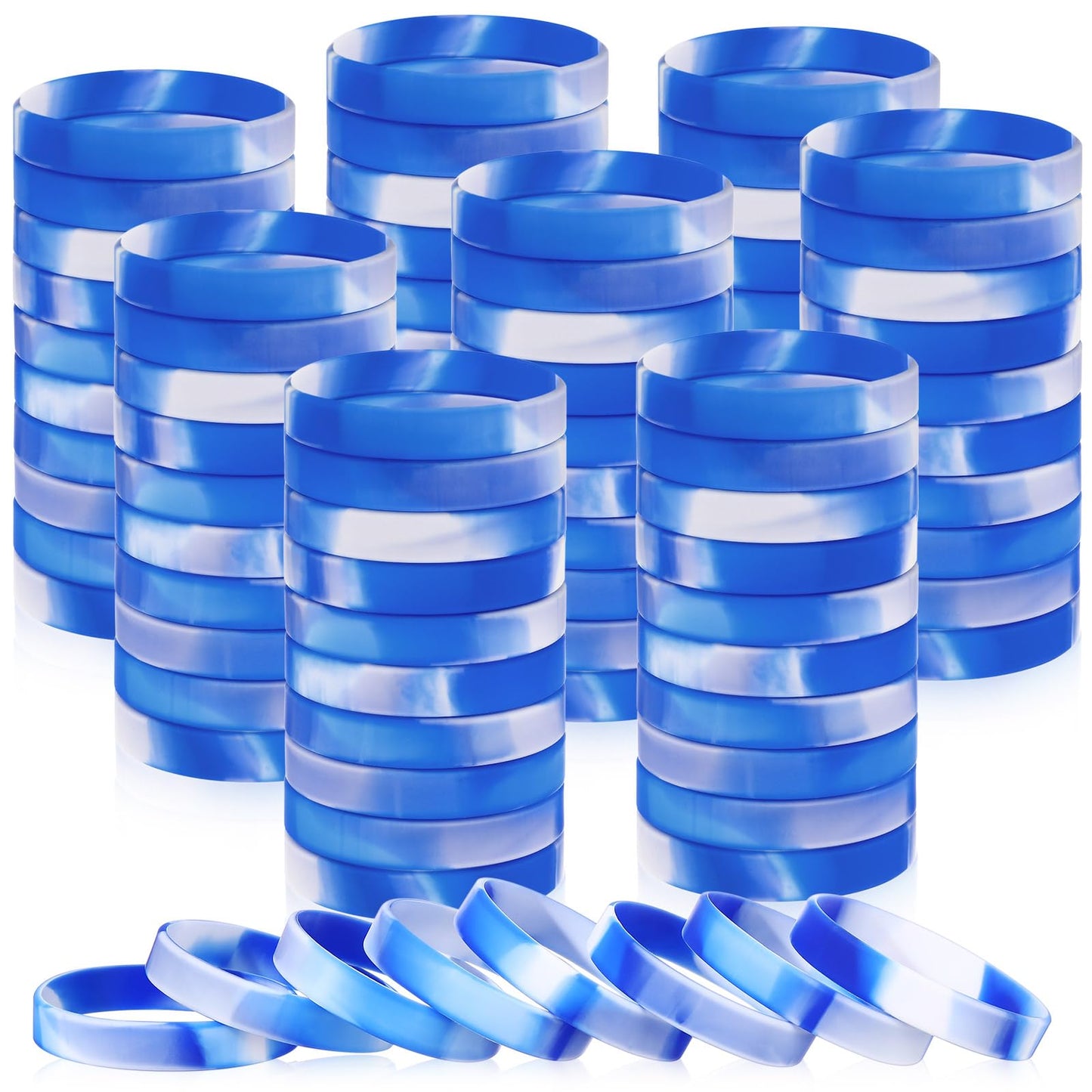 Liliful 100 Pcs Silicone Rubber Wristbands Rubber Wristband Bracelet Bands for Silicone Wristbands for Women Men(Dark Blue and W