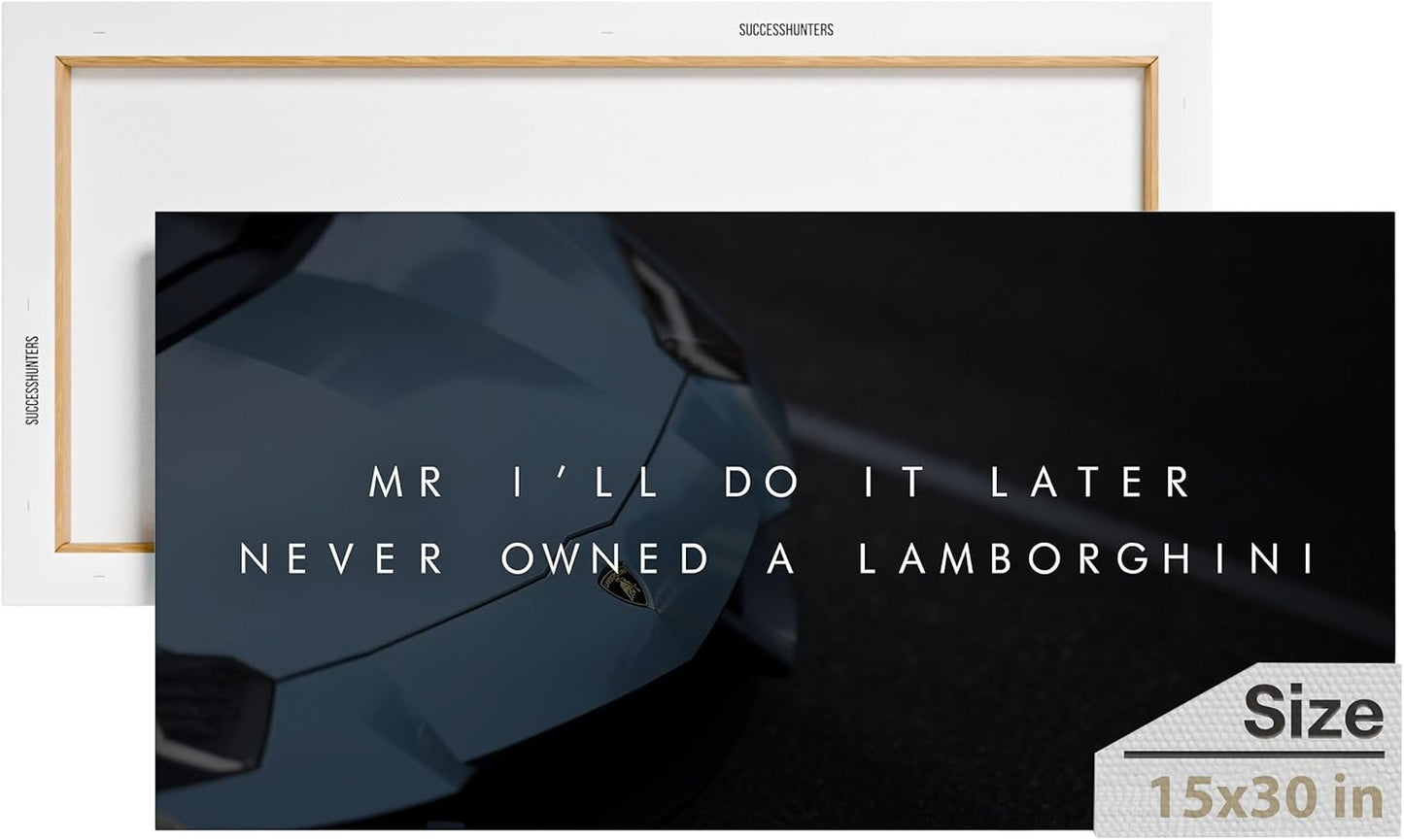 Motivational Wall Art for Office, Super Car Art Canvas, Inspirational Automotive Decor for Lamborghini Sportscar Lovers, Motivational Wall Decor for Office and Home, Inspiring Car Poster (30 X 15 in)