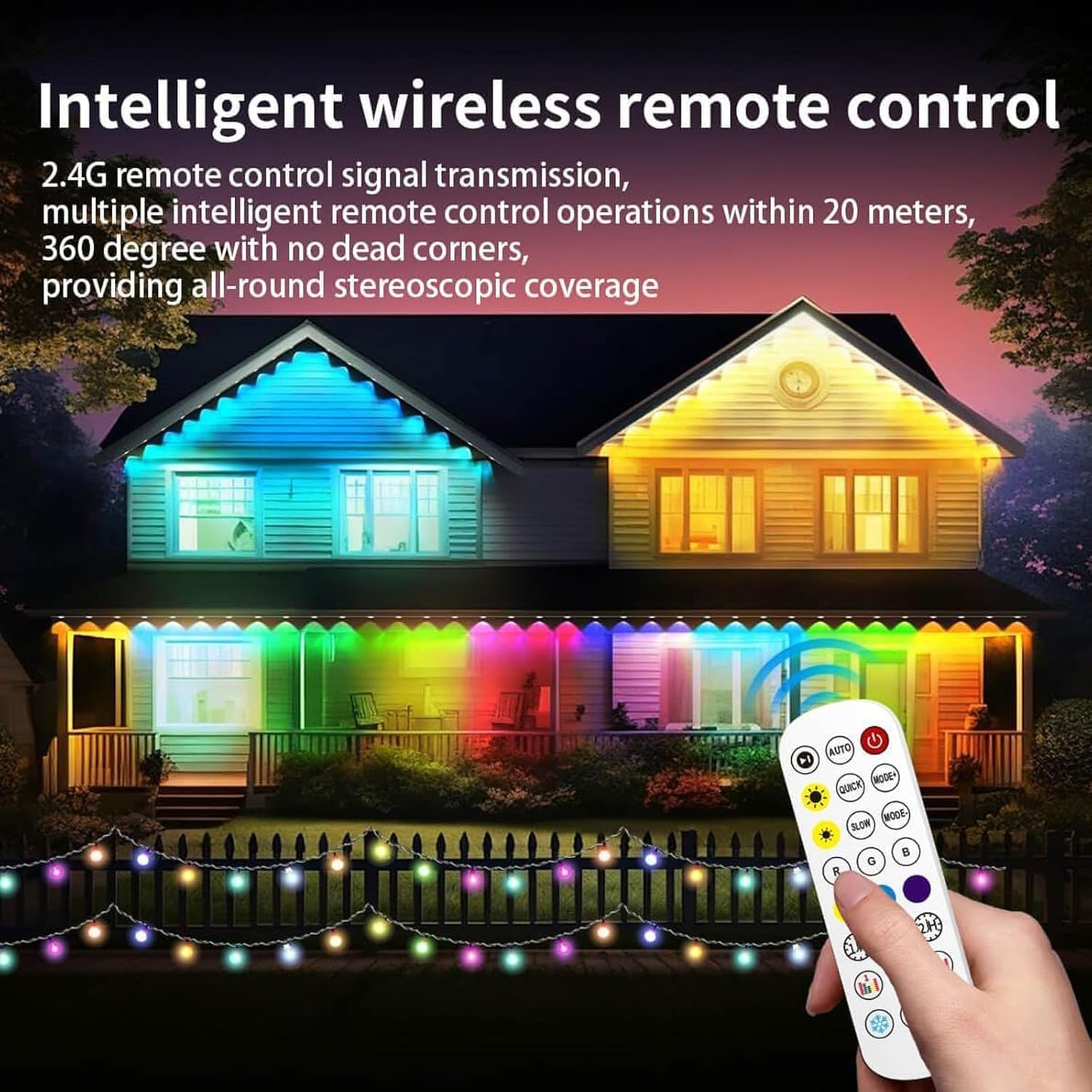 HConce RGB-IC LED Eaves Lights, 150ft, IP67 Waterproof, Smart App & Remote Control, Multicolor, Model: Eaves Lights-hc-FT01