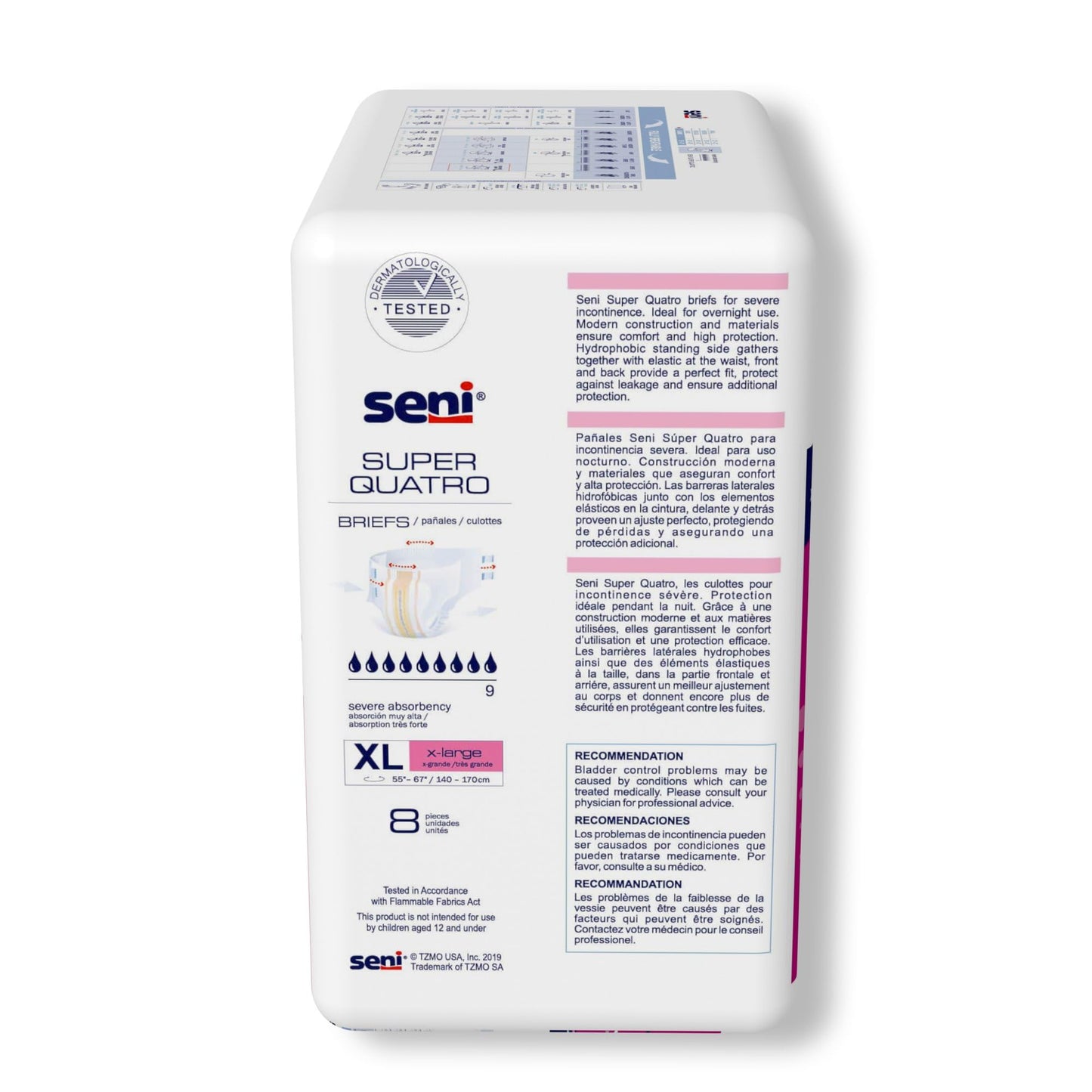 Seni Super Quatro Briefs X-Large, 32 Count