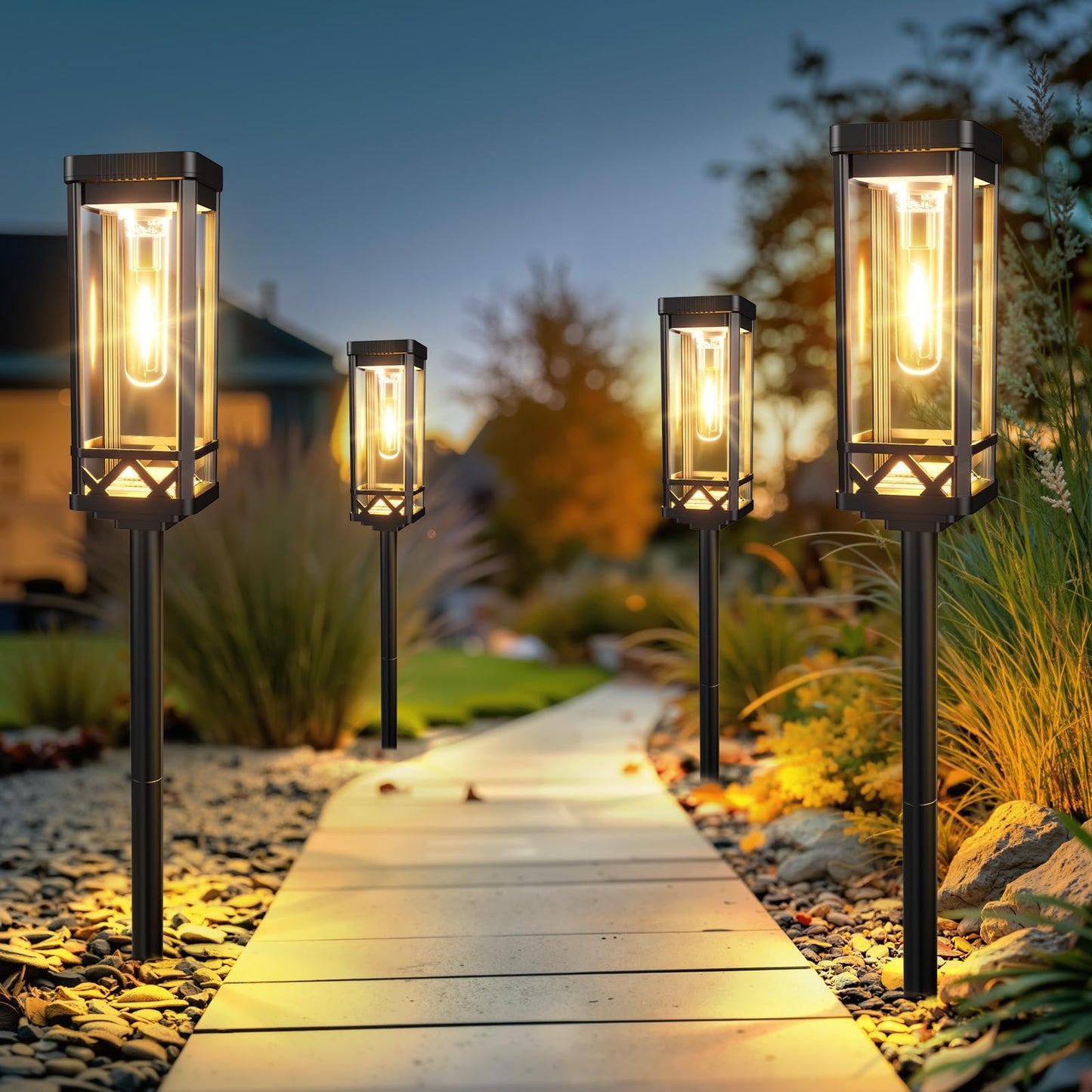 Kooper Taller Solar Pathway Lights Outdoor  2 Pack Upgraded Brighter Solar Garden Lights Solar Powered  Up To 15 Hours Outdoor Solar Lights For Yard Landscape Lighting Path Walkway Driveway Sidewalk